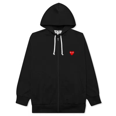 Pre-owned Comme Des Garçons Play Red Heart Zip Up Hoodie In Black