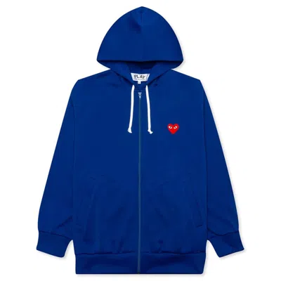 Pre-owned Comme Des Garçons Play Red Heart Zip Up Hoodie In Navy Blue