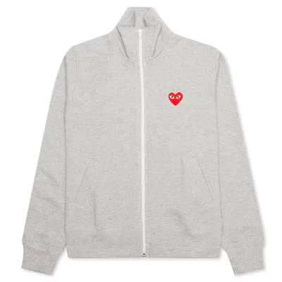 Pre-owned Comme Des Garçons Play Red Heart Zip Up Sweatshirt In Grey