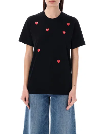 Comme Des Garçons Play Red Hearts T-shirt In Black