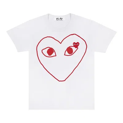 Comme Des Garçons Play Red Outline Tee Unisex In White