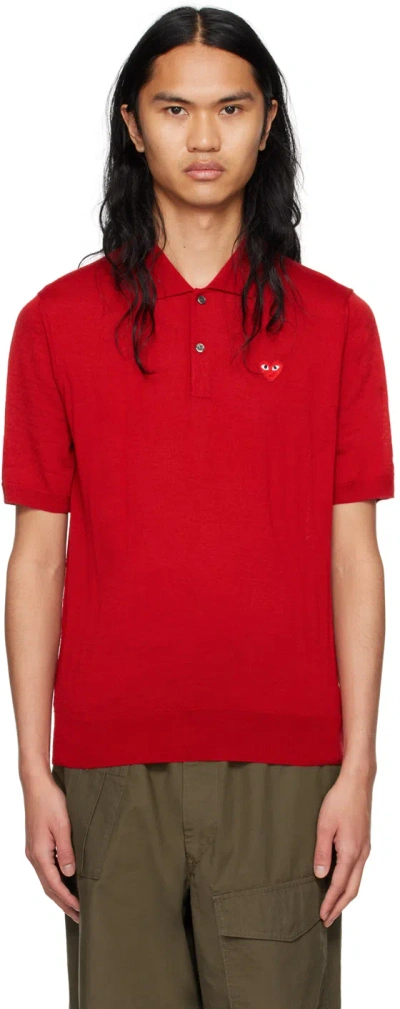 Comme Des Garçons Play Red Patch Polo In 5 Red