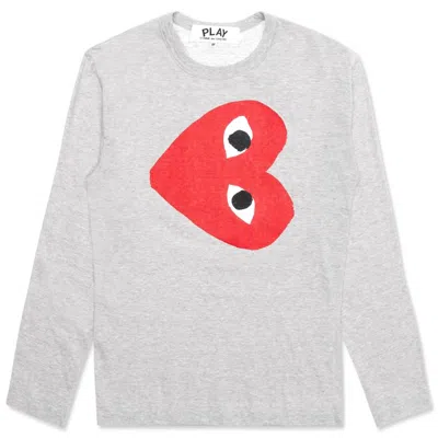 Pre-owned Comme Des Garçons Play Red Sideways Heart Long Sleeve T-shirt In Grey
