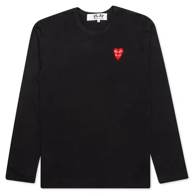 Pre-owned Comme Des Garçons Play Red Stacked Heart Long Sleeve T-shirt In Black
