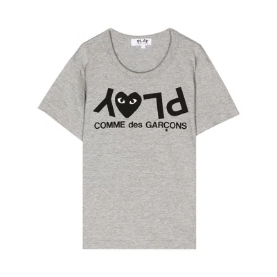 Pre-owned Comme Des Garçons Play Reverse Logo Print T-shirt 'grey'