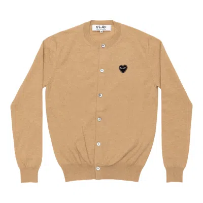 Comme Des Garçons Play Rhinestone Black Heart Round-neck Cardigan Unisex In Brown