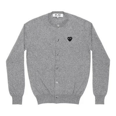 Comme Des Garçons Play Rhinestone Black Heart Round-neck Cardigan Unisex In Gray
