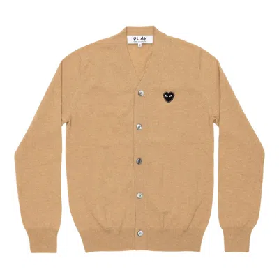 Comme Des Garçons Play Rhinestone Black Heart V-neck Cardigan Unisex In Nude