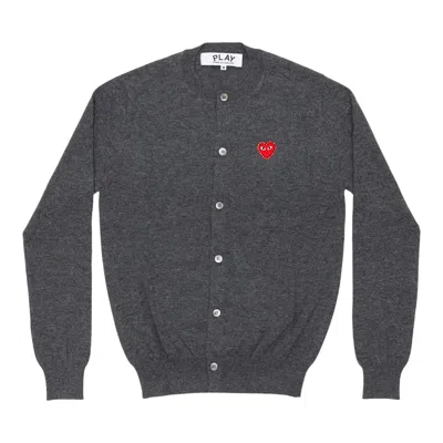 Comme Des Garçons Play Rhinestone Red Heart Round-neck Cardigan Unisex In Gray