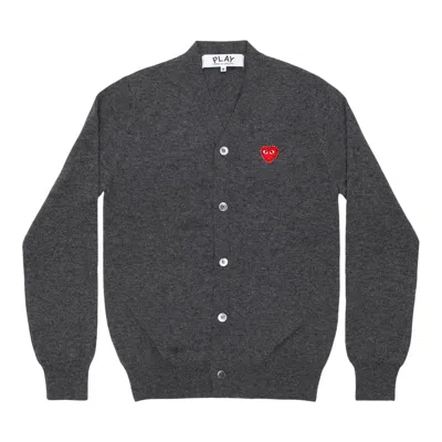 Comme Des Garçons Play Rhinestone Red Heart V-neck Cardigan Unisex In Blue