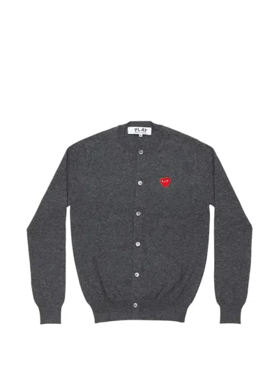 Comme Des Garçons Play Rhinestone-embellished Heart Cardigan In Green