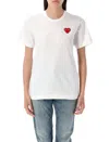 Comme Des Garçons Play White Cotton T-shirt With Crystal Heart In White