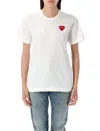 Comme Des Garçons Play White Cotton T-shirt With Crystal Heart In White
