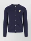 Comme Des Garçons Play Ribbed Crewneck Top Featuring Embroidered Patch In Blue