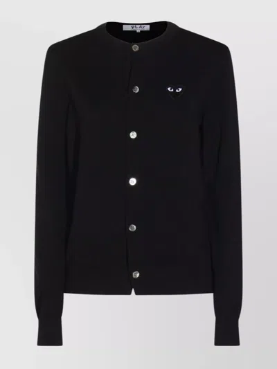 Comme Des Garçons Play Ribbed Cuff And Hem Crewneck Top In Black