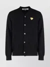 Comme Des Garçons Play Ribbed Wool Cardigan Cuffs Edges Hem In Black