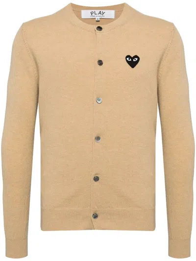 Comme Des Garçons Play Roud-neck Black Emblem Knit Clothing In 3 Light Camel