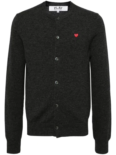 Comme Des Garçons Play Round--neck Small Red Emblem Knit Clothing In 2 Charcoal Gray