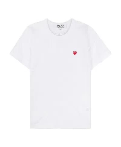 Comme Des Garçons Play Round Collar Logo T-shirt In White