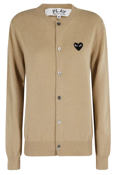 Comme Des Garçons Play Round Neck Black Emblem In Neutral