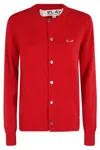 Comme Des Garçons Play Round Neck Cardigan Red Emblem In Red