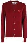 Comme Des Garçons Play Round Neck Cardigan Red Emblem In Red