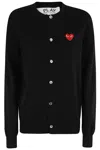 Comme Des Garçons Play Round-neck Cardigan Red Emmblem In Black