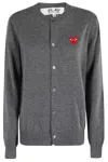 Comme Des Garçons Play Round Neck Cardigan Red Emblem In Gray