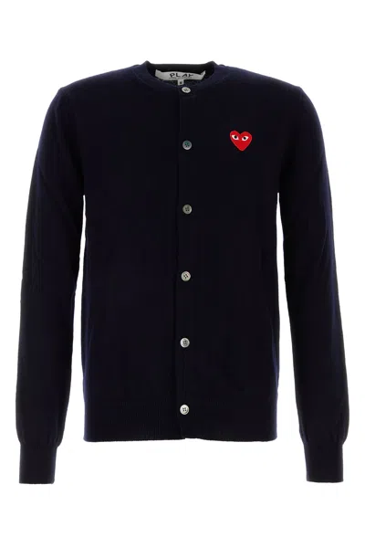 Comme Des Garçons Play Round-neck Cardigan Red Emblem-m Nd Comme Des Garcons Play Male In Black