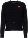 Comme Des Garçons Play Round-neck Cardigan Red Emmblem In Black