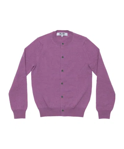 Comme Des Garçons Play Round-neck Emblem Cardigan In Purple