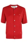 Comme Des Garçons Play Round Neck Red Emblem In Red