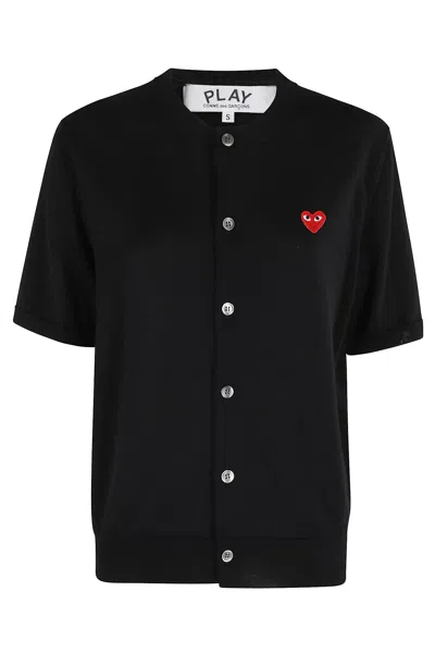 Comme Des Garçons Play Round Neck Red Emblem In Black
