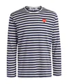 Comme Des Garçons Play Heart-patch Striped Cotton T-shirt In Blue