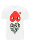 COMME DES GARÇONS PLAY ROUND-NECK T-SHIRT WITH DOUBLE HEART PRINT