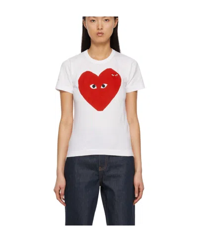 Comme Des Garçons Play Round-necked Printed Short-sleeved T-shirt In Multicolor