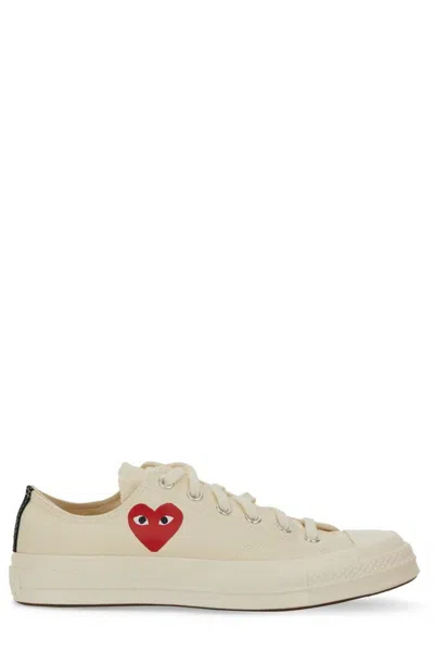 Comme Des Garçons Play Play Converse Cotton Low Sneakers In White