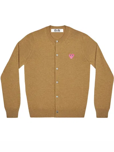 Comme Des Garçons Play Round-neck Knit Cardigan In Brown