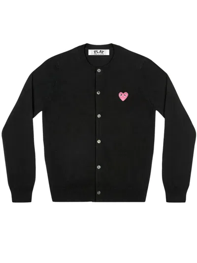 Comme Des Garçons Play Round-neck Knit Cardigan In Black