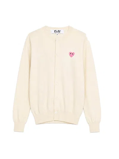Comme Des Garçons Play Round-neck Knit Cardigan In Neutral