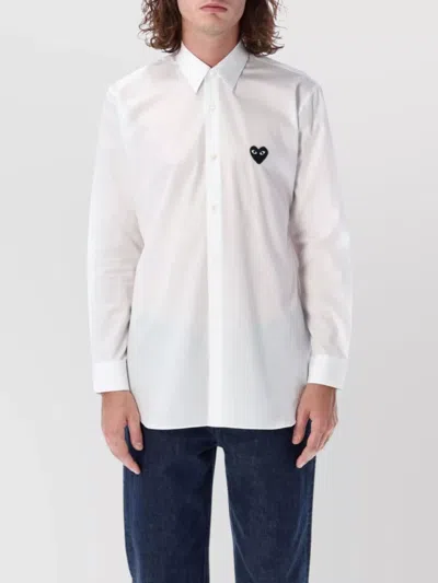 Comme Des Garçons Play Shirt Heart Pointed Collar Long Sleeves