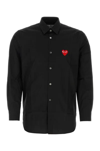 Comme Des Garçons Play Cotton Shirt With Logo In Black