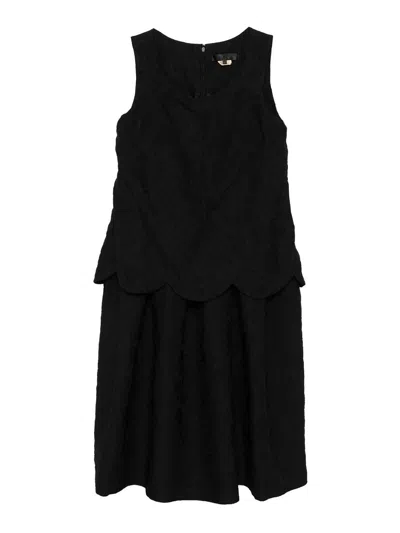Comme Des Garçons Play Short Dress In Jacquard Fabric In Black