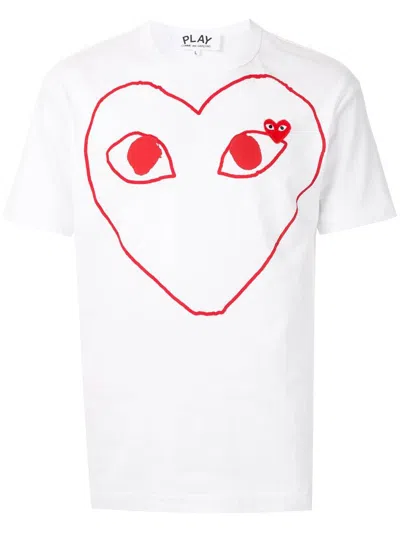 Comme Des Garçons Play Short Sleeve Heart Print T-shirt In White