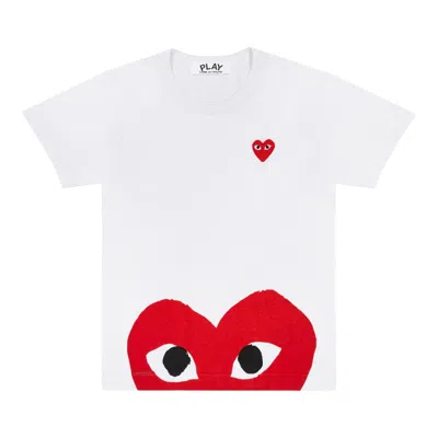Comme Des Garçons Play Short Sleeve Peek A Boo Heart Tee Unisex In White
