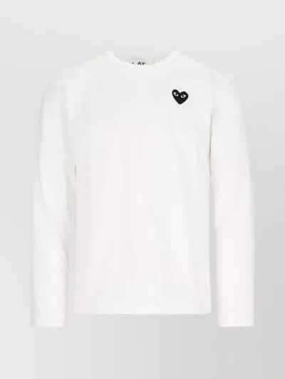 Comme Des Garçons Play Short Sleeve Top Featuring Crew Neck In White