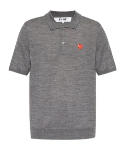 Comme Des Garçons Play Short-sleeved Polo Shirt In Gray