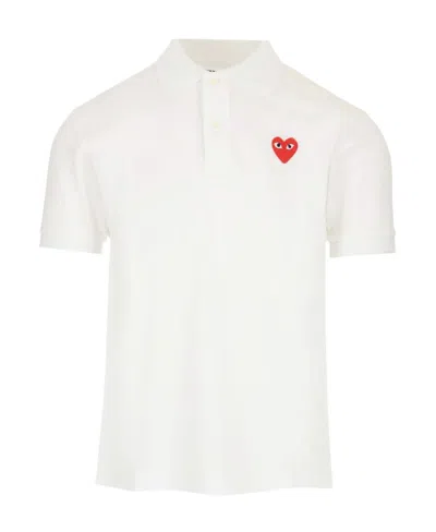 Comme Des Garçons Play Short-sleeved Polo Shirt In White