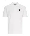 Comme Des Garçons Play Heart Patch Polo Shirt In White