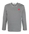 Comme Des Garçons Play Striped Red Heart Long-sleeved T-shirt In Black